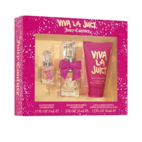 VIVA LA JUICY 3 PCS SET FOR WOMEN: 0.5 EAU DE PARFUM SPRAY + 5 ML PARFUM MINI + 1.7 BODY SOUFFLE