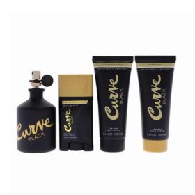 CURVE BLACK 4 PCS SET FOR MEN: 4.2 EAU DE COLOGNE SPRAY + 3.4 AFTER SHAVE BALM + 3.4 SHOWER GEL + 1.7 DEODORANT STICK