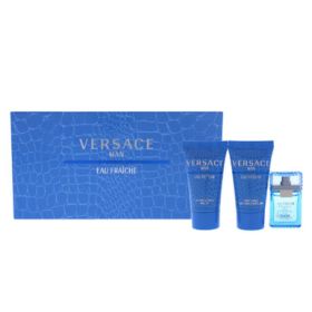 VERSACE EAU FRAICHE 3 PCS SET FOR MEN: 0.17 EAU DE TOILETTE + 0.8 SHOWER GEL + 0.8 AFTER SHAVE BALM