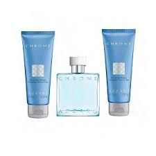 AZZARO CHROME 3 PCS SET FOR MEN: 3.3 EAU DE TOILETTE SPRAY + 2 * 2.5 HAIR AND BODY SHAMPOO