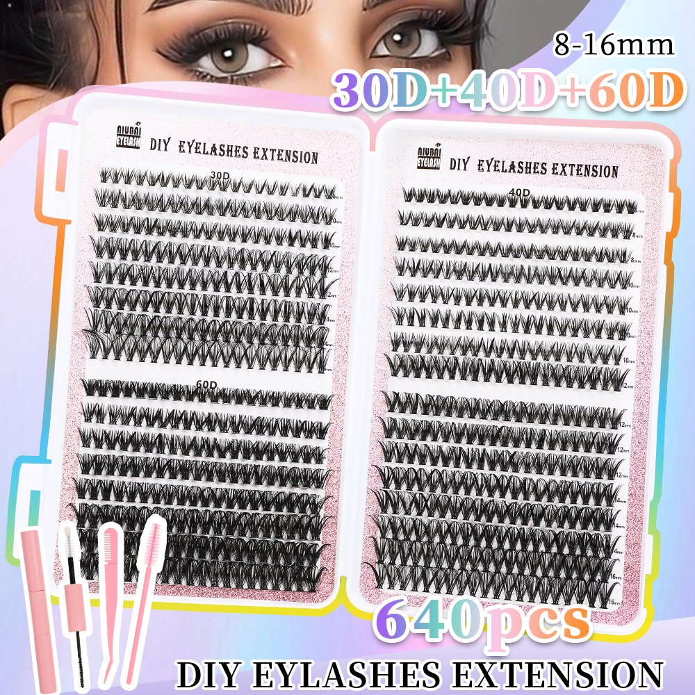 32 Rows Of Eyelashes Book Cluster 640 Segmented Lashes Set (Option: Style1)