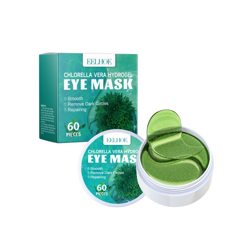 EELHOE Chlorella Vera Hydrogel Eye Mask, Moisturizing Desalination Eye Grain Compact Fine Grain Soft Skin Hydrating Eye Mask (Option: 60pcs-166g-3.14*1.57*3.14inch)