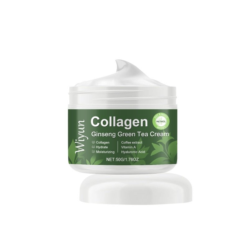Wiyun Collagen Ginseng Green Tea Moisturizing Cream, Moisturizing Face Cream Moisturizing Brightening Skin Hydrating Firming Skin Cream (Option: 50g-60g-2.04*1.73inch)