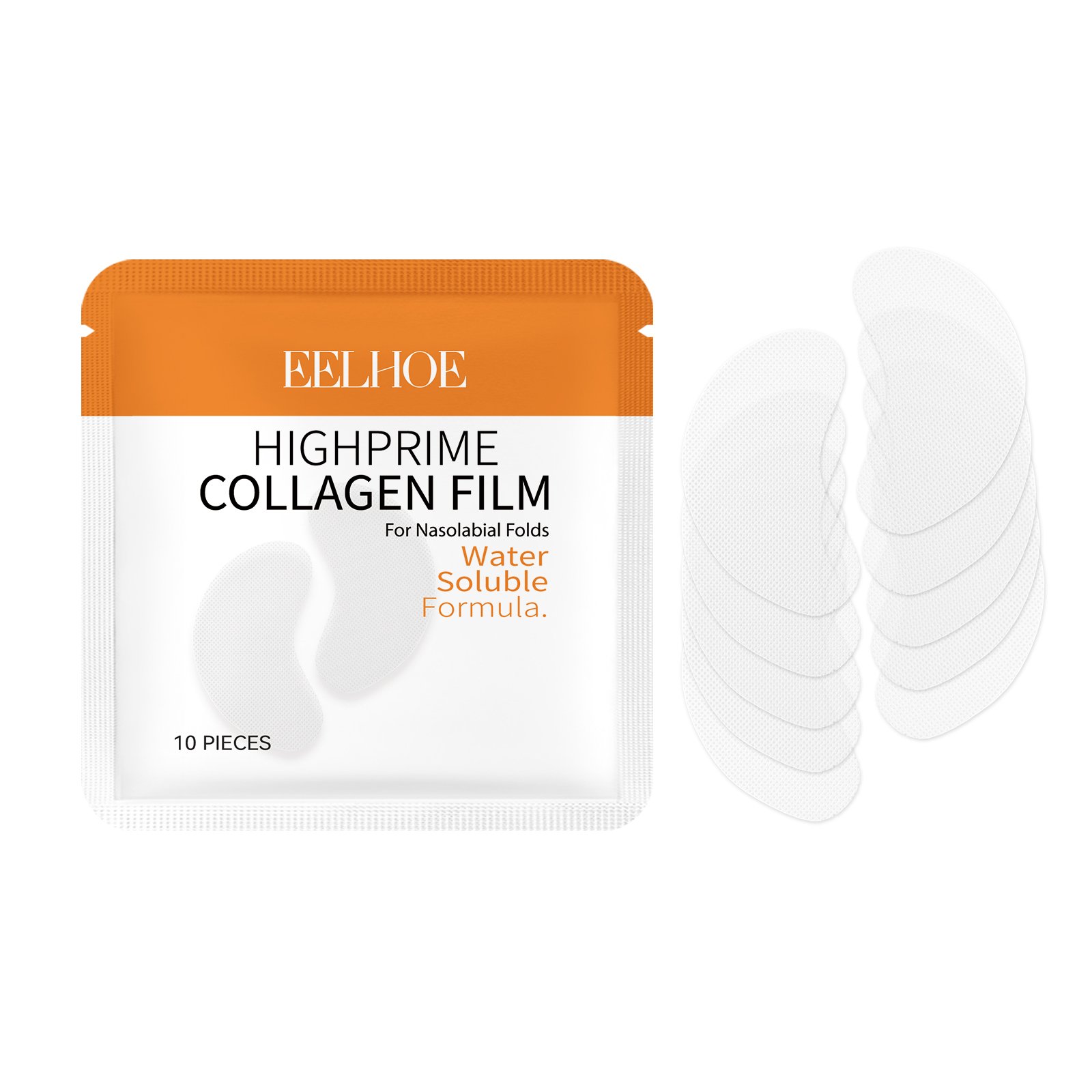 EELHOE High Prime Collagen Film For Nasolabial Folds, Lighten Fine Lines By Moisturizing Lines And Firming Skin (Option: 10pieces-6g-3.54*3.54inch)