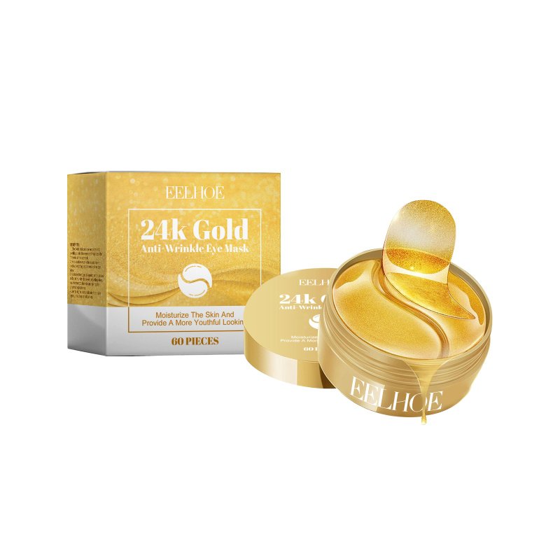 EELHOE 24K Gold Anti-Wrinkle Eye Mask, Moisturizing And Improving Eye Lines Brightening And Moisturizing Eye Skin Eye Care (Option: 60pcs-153g-3.19*1.69*3.19inch)