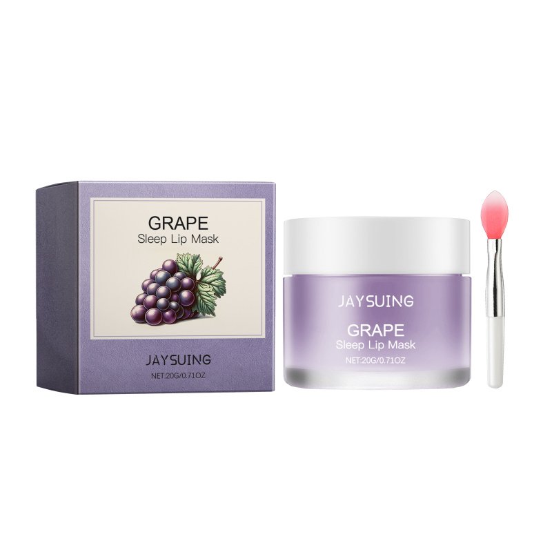 Jaysuing Grape Sleep Lip Mask, Gentle Nourishing Lip Color Bright Moisturizing Lip Skin Moisturizing Lip Mask (Option: 1set-65g-1.88*1.88*1.97inch)