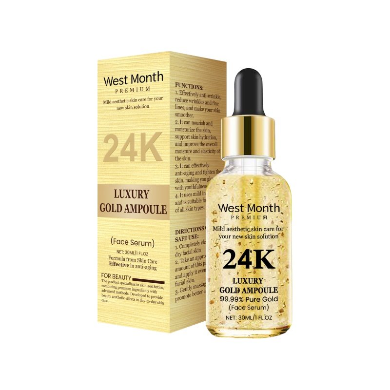 West&Month 24k Gold Skin Care Essence, Hyaluronic Acid Essence Gently Nourishes And Moisturizes Facial Skin (Option: 30ml-51g-4.1*1.2*1.2inch)