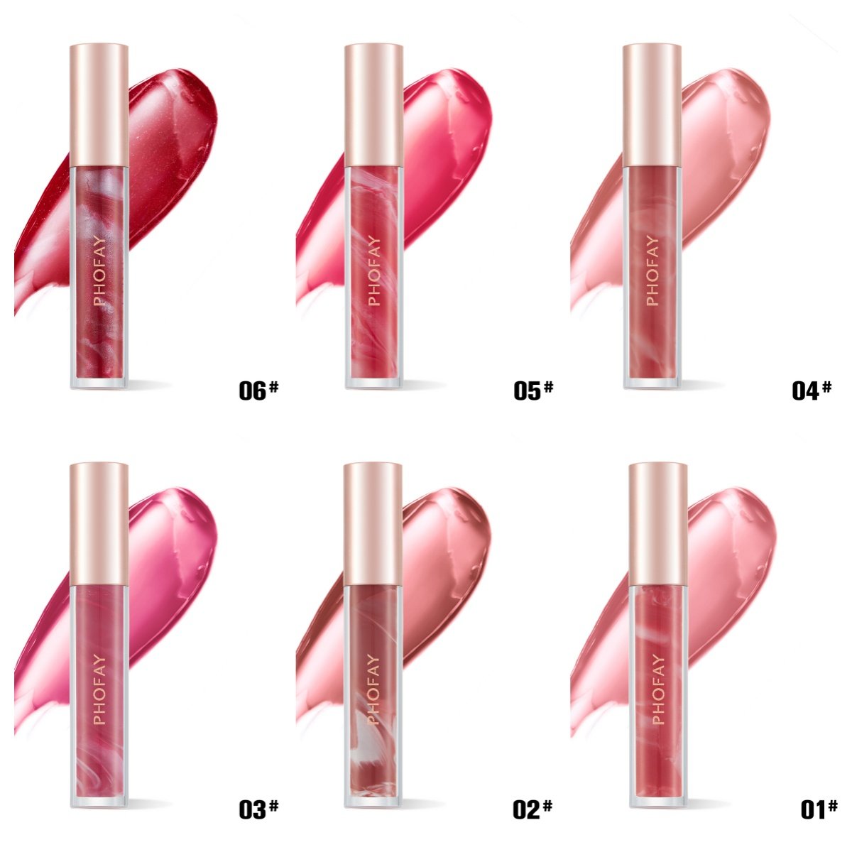 PHOFAY Rose Blooming Hydrating Lip Gloss (Option: Set)