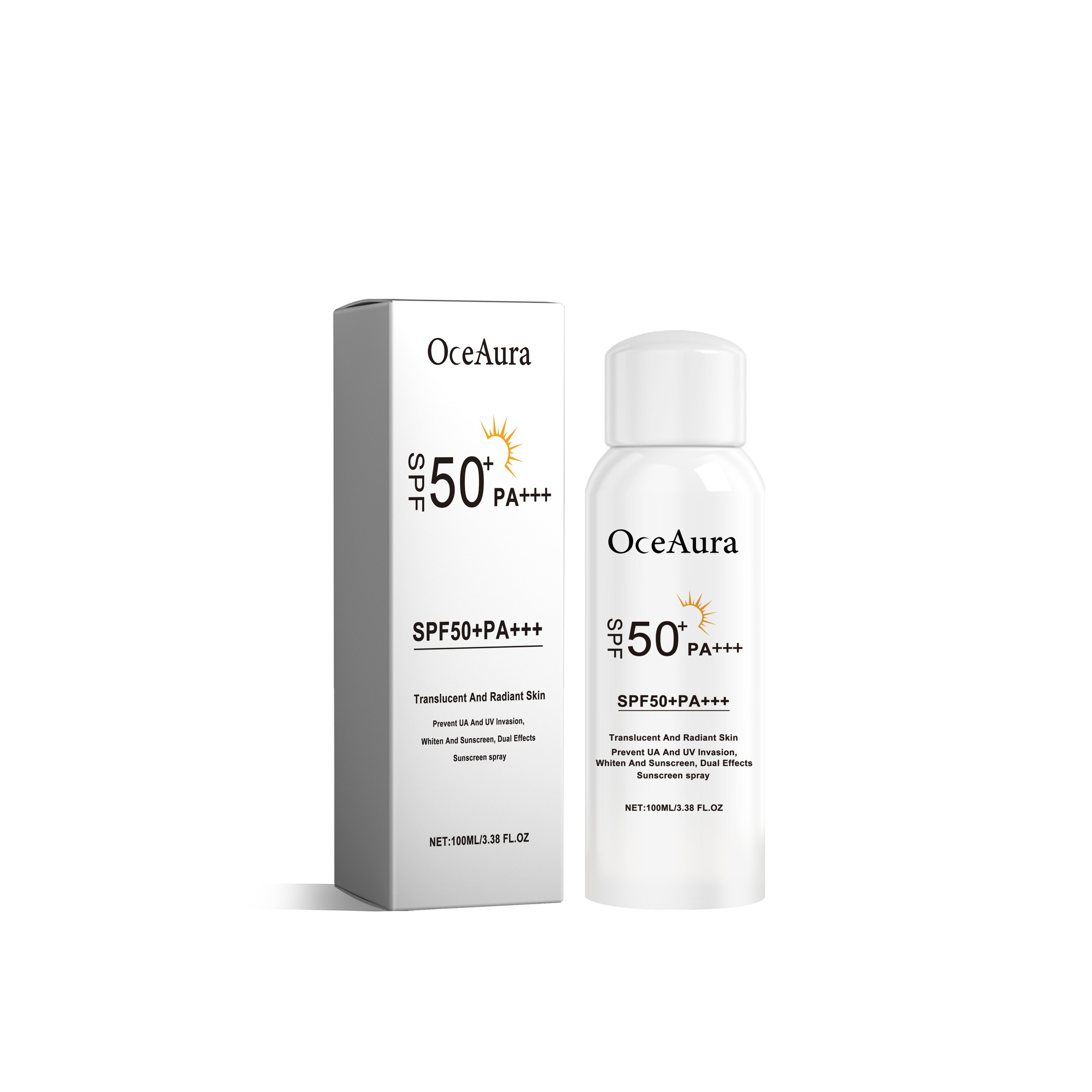 OceAura Sunscreen Spray, Moisturizing And Refreshing Protective Spray For Outdoor Uv Protection (Option: 100ml-145.3g-1.89*1.89*4.84inch)