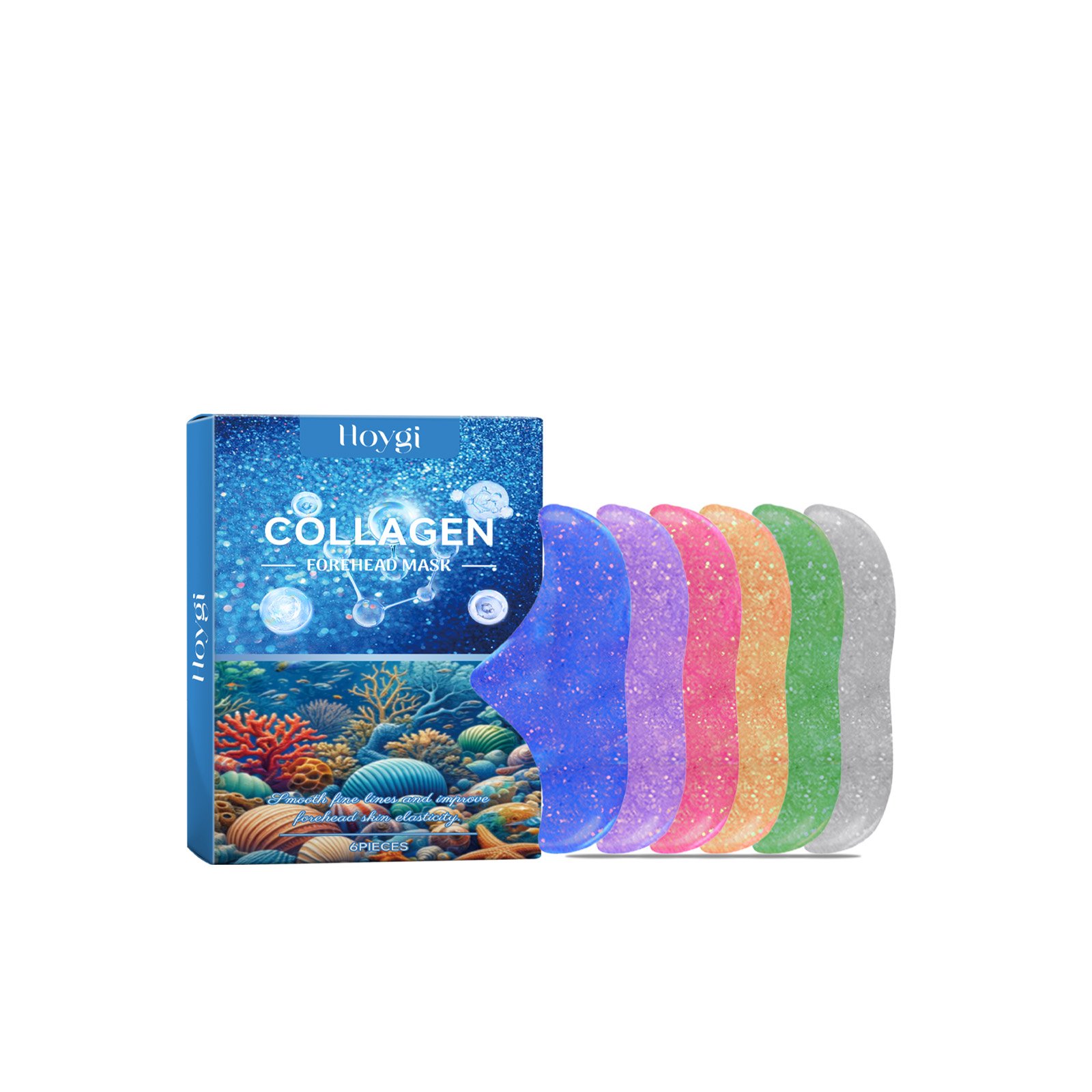 Hoygi Collagen Forehead Mask, Lip Line Fade, Remove Dead Skin, Prevent Dry And Crack, Moisturizing And Care Lip Mask (Option: 6pieces-58g-3.35*0.91*6.42inch)