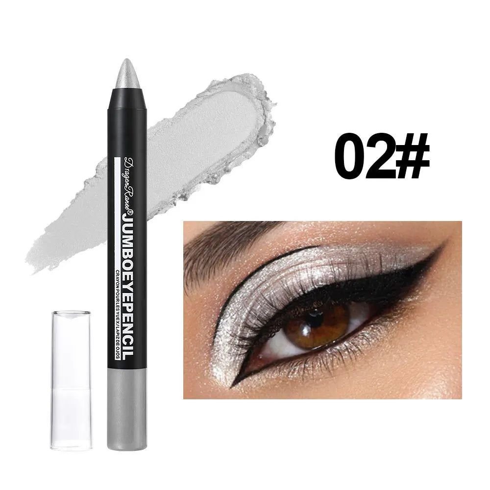 Smoky Dark Green Eyeshadow Pencil Stick Waterproof Pearlescent 12 Colors Metallic Glitter Eye Shadow Highlighter Pen Makeup Tool (Color: 02)