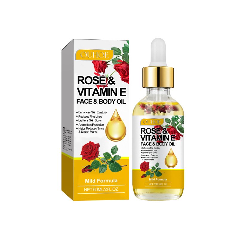 OUHOE Rose Vitamin E Essential Oil Moisturizes And Brightening Face To Improve Skin Elasticity And Radiance (Option: 60ml-82g-4.8*1.4*1.4inch)