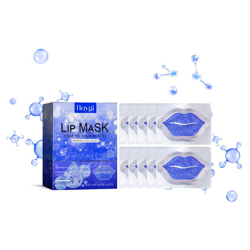 Hoygi Marine Collagen Lip Mask, Winter Moisturizing And Hydrating Anti-Freeze Cracking Fade Lip Lines Easy Absorption Lip Film (Option: 10pieces-58g-4.14*3.15*1.26inch)